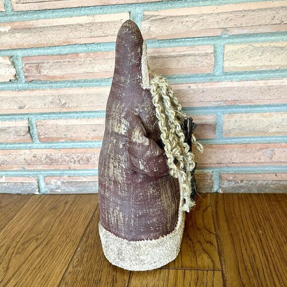 Vintage Rustic Folk Crackled Canvas Belsnickle Santa Claus 11” Primitive - Picture 4 of 6